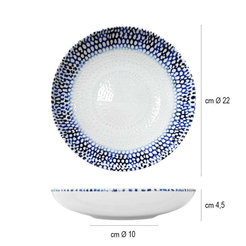 Piatto fondo saturnia alchimia blu Saturnia Porcellane  in Linee