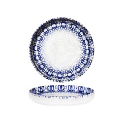 Piatto piano con bordo alto saturnia alchimia blu | Rausa srl