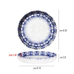 Piatto piano con bordo alto saturnia alchimia blu Saturnia Porcellane  in Linee