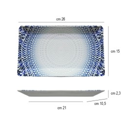 Vassoio rettangolare saturnia alchimia blu Saturnia Porcellane  in Linee
