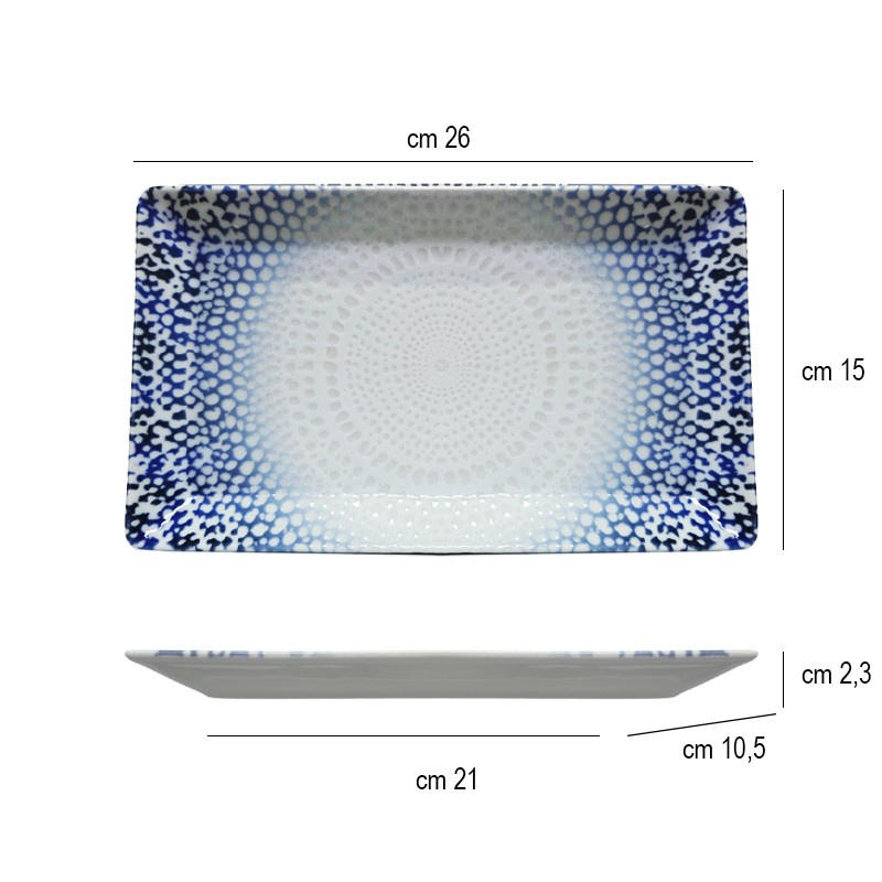 Vassoio rettangolare saturnia alchimia blu Saturnia Porcellane  in Linee