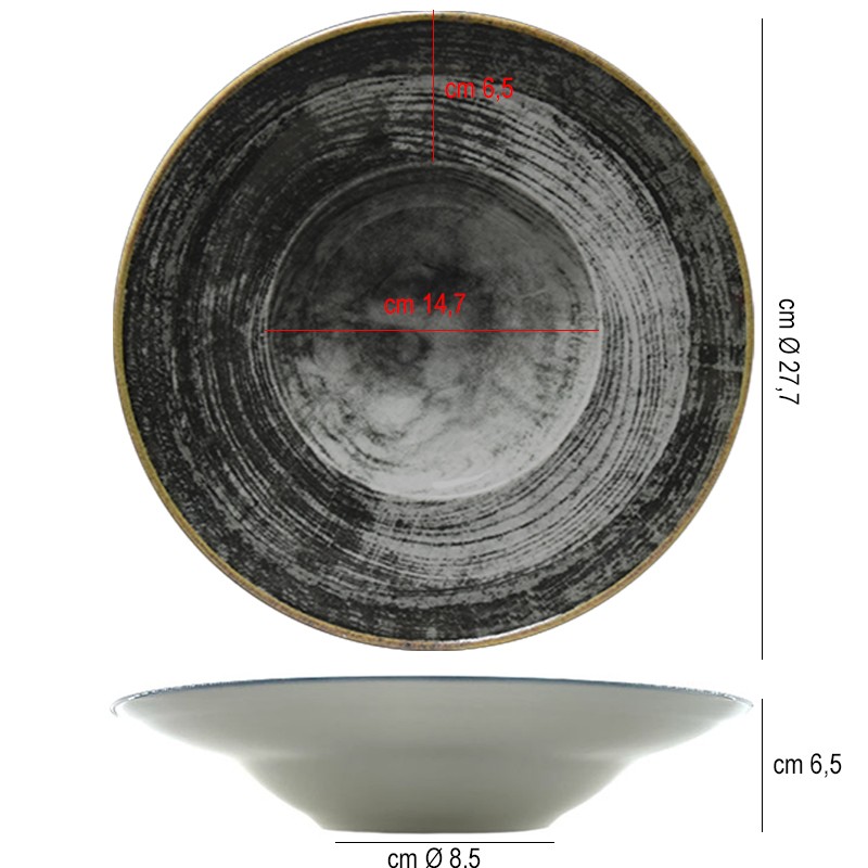 Pasta bowl saturnia black round Saturnia Porcellane  in Linee