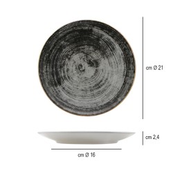 Piatto dessert saturnia black round Saturnia Porcellane  in Linee