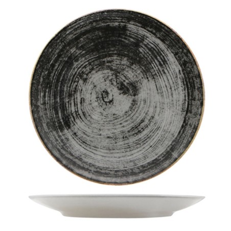 Piatto piano saturnia black round | Piatti da ristorante | Rausa srl