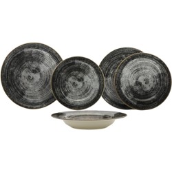 Piatto piano saturnia black round Saturnia Porcellane  in Linee