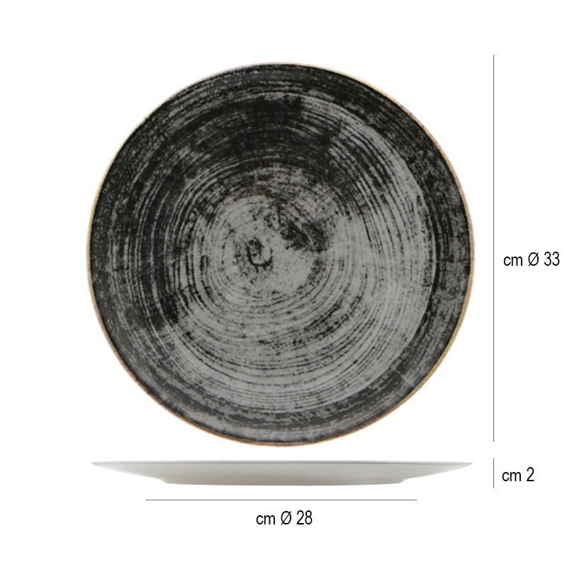 Piatto pizza saturnia black round Saturnia Porcellane  in Linee