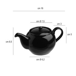 Teiera sphere nera   in Porcellane