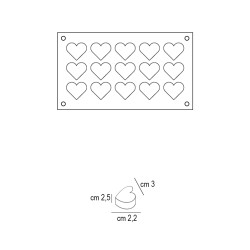 Forma silicone cioccolato 15 cuori Silikomart  in Stampi in silicone per dolci