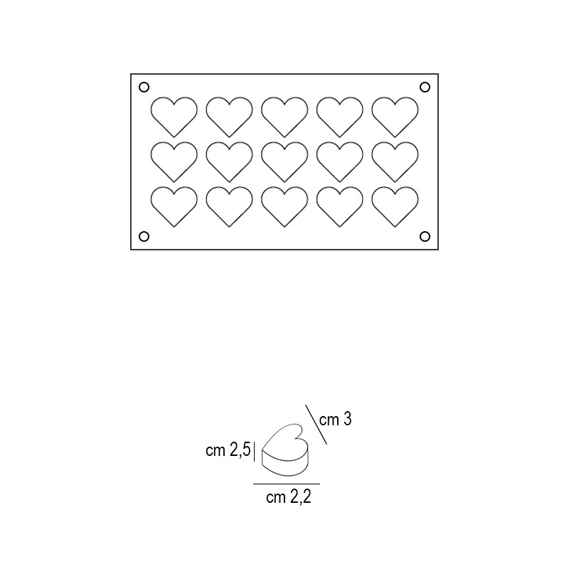 Forma silicone cioccolato 15 cuori Silikomart  in Stampi in silicone per dolci