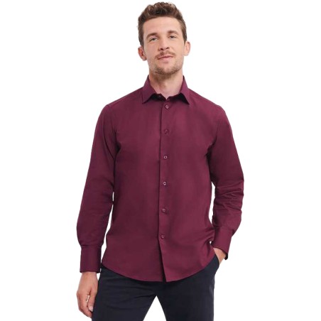 Camicia uomo bordeaux slim da lavoro Russell