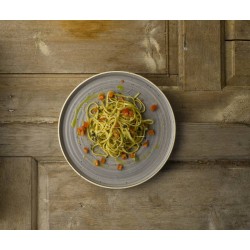 Piatto piano churchill walled stonecast peppercorn grey Churchill Porcellana  in Linee