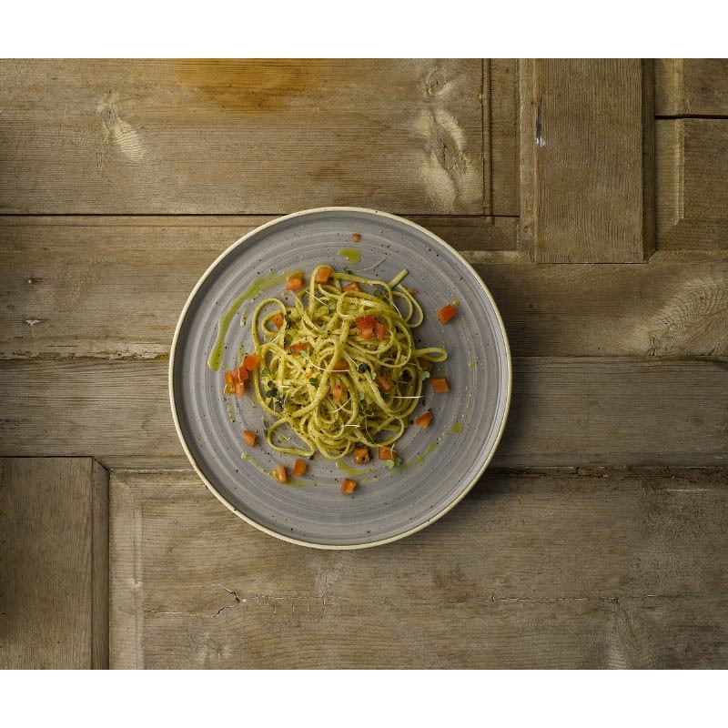 Piatto piano churchill walled stonecast peppercorn grey Churchill Porcellana  in Linee