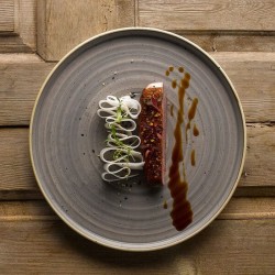 Piatto piano churchill walled stonecast peppercorn grey Churchill Porcellana  in Linee