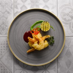 Piatto piano churchill walled stonecast peppercorn grey Churchill Porcellana  in Linee