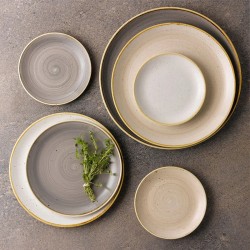 Piatto piano churchill walled stonecast peppercorn grey Churchill Porcellana  in Linee