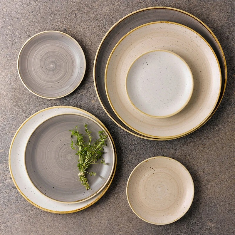 Piatto piano churchill walled stonecast peppercorn grey Churchill Porcellana  in Linee