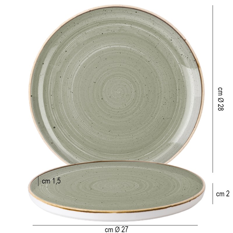 Piatto piano churchill walled stonecast peppercorn grey Churchill Porcellana  in Linee