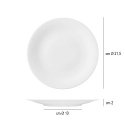 Piatto piano bone china neve Arthur Krupp  in Linee