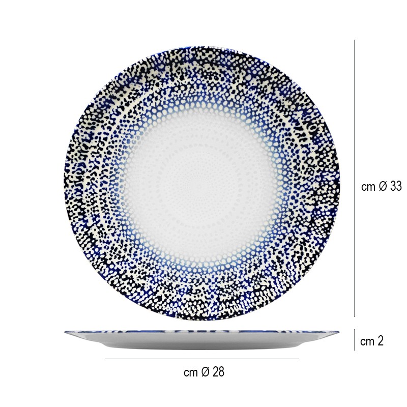 Piatto pizza saturnia alchimia blu Saturnia Porcellane  in Porcellane