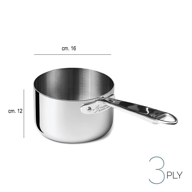 Casseruola alta con manico aluinox 3ply 1907 Pentole Agnelli  in Cucina