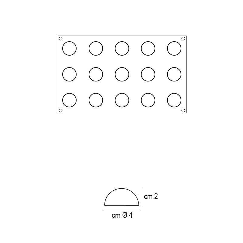 Forma silicone 15 mini semisfere Silikomart  in Stampi in silicone per dolci