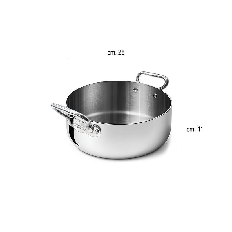 Casseruola bassa 2 maniglie aluinox 3ply 1907 Pentole Agnelli  in Cucina