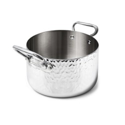 Casseruola alta 2 maniglie aluinox 3ply martellato