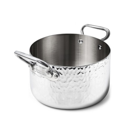 Casseruola alta 2 maniglie aluinox 3ply martellato