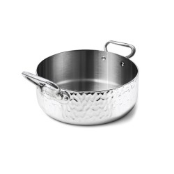 Casseruola Bassa 2 Maniglie Aluinox 3-Ply Martellata | Rausa srl
