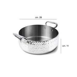 Casseruola bassa 2 maniglie aluinox 3ply martellato Pentole Agnelli  in Cucina