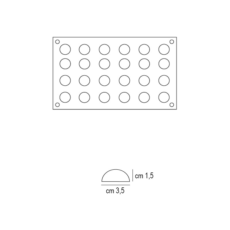 Forma silicone 24 semisfere Silikomart  in Stampi in silicone per dolci