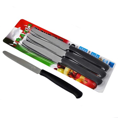 Coltello tavola seghettato inox nero 6 pezzi