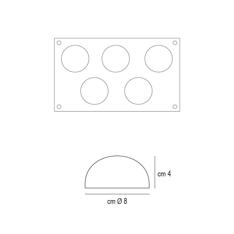 Forma silicone 5 semisfere Silikomart  in Stampi in silicone per dolci