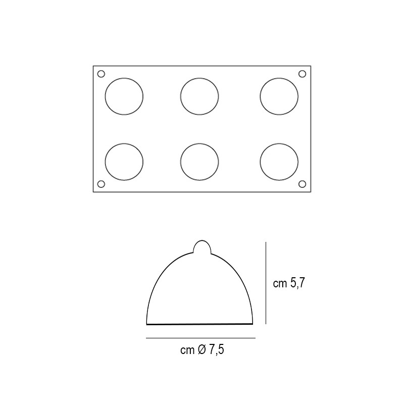Forma silicone 6 baci Silikomart  in Stampi in silicone per dolci