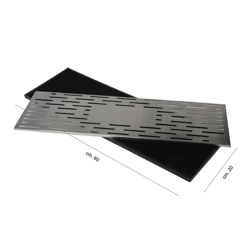 Tappetino Wide Matt Nero con griglia inox The bars  in Tappetini bar