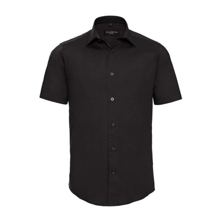 Camicia Uomo Slim Mezza Manica Russell Collection Nera