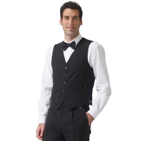 Gilet nero con tasche a filetto