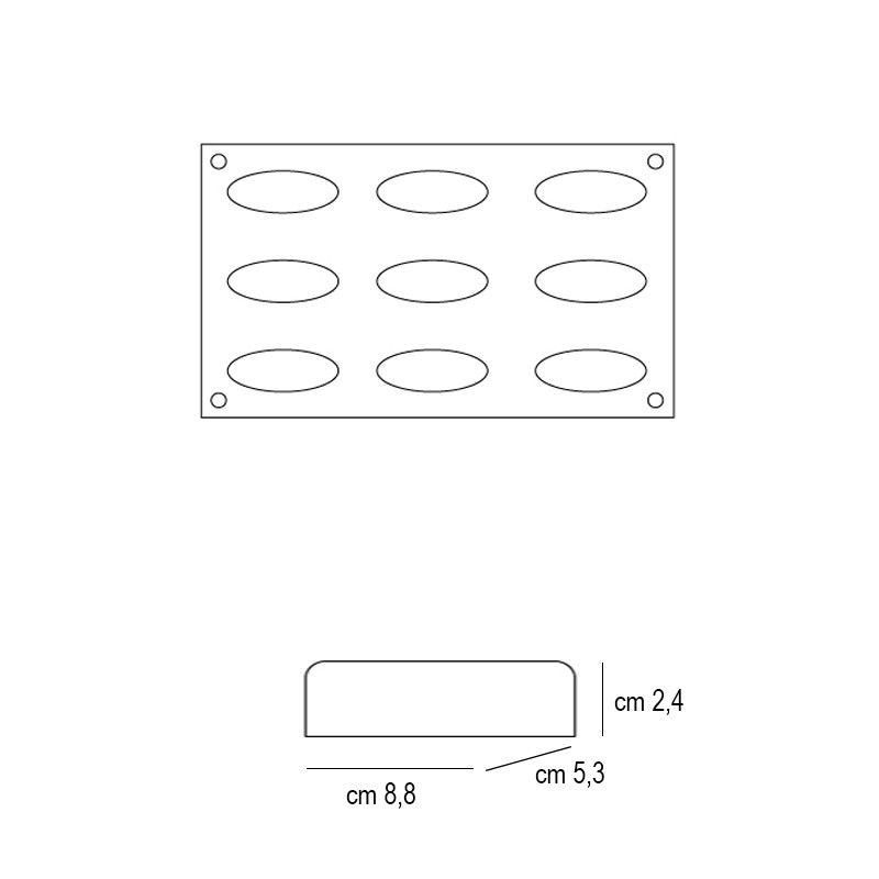 Forma silicone 6 ovali Silikomart  in Stampi in silicone per dolci