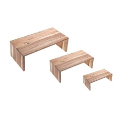Alzate in legno di Acacia per buffet set 3 pezzi | Rausa srl