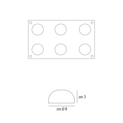 Forma silicone 6 semisfere 60 mm Silikomart  in Stampi in silicone per dolci