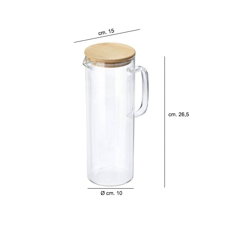 Caraffa in vetro con coperchio in bamboo da 1,5 litri   in Brocche e bottiglie