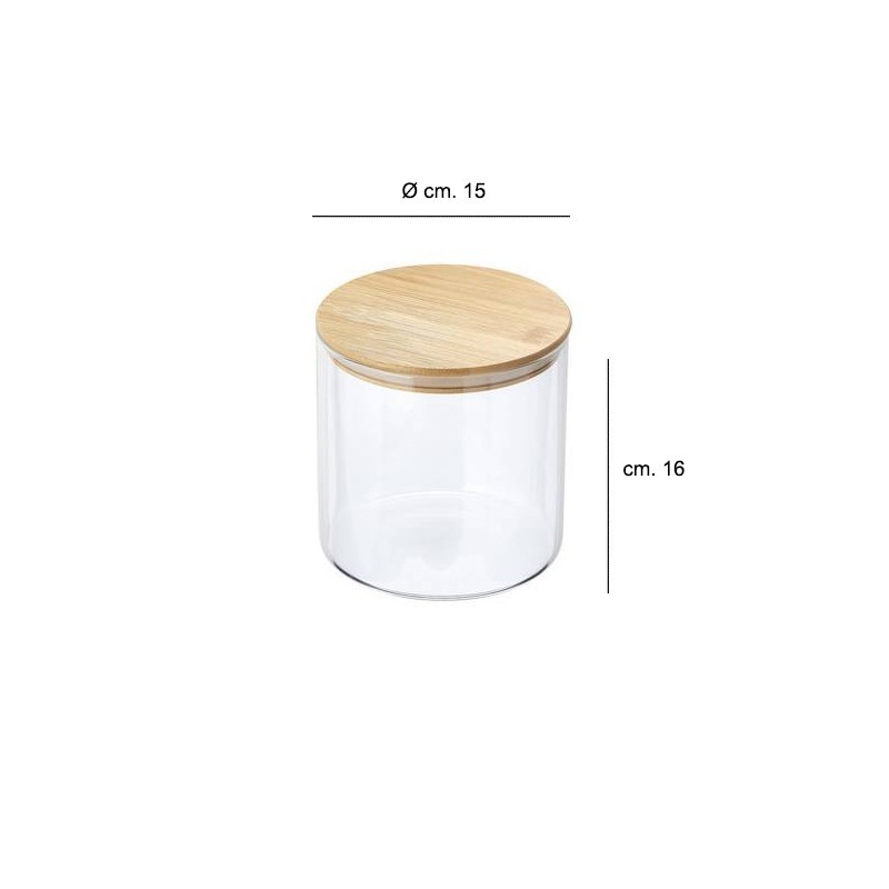 Barattolo in vetro con coperchio in bamboo   in Espositori
