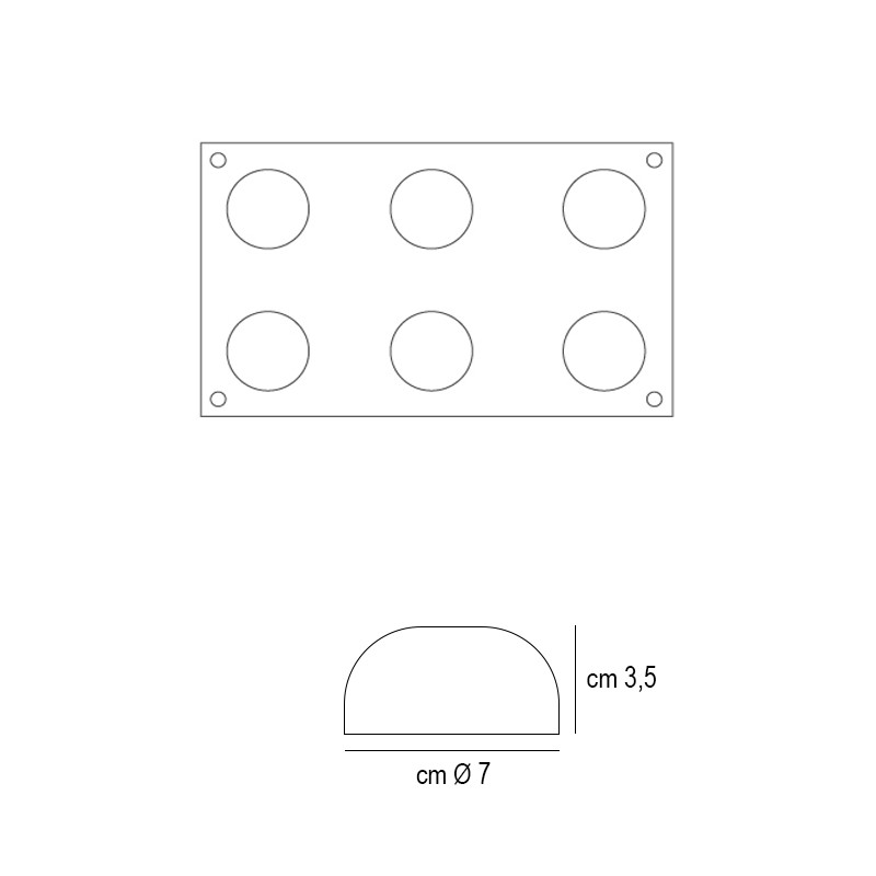 Forma silicone 6 semisfere 70 mm Silikomart  in Stampi in silicone per dolci