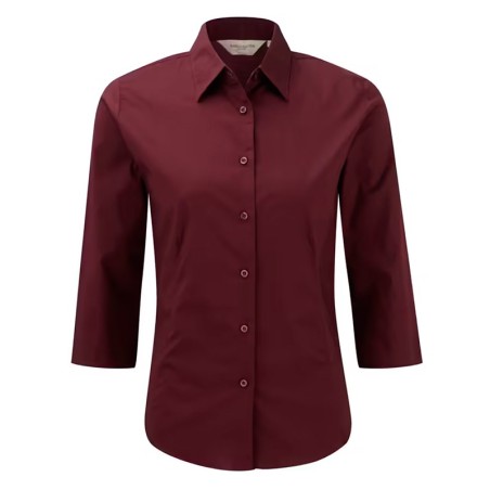 Camicia donna bordeaux manica 3/4 slim