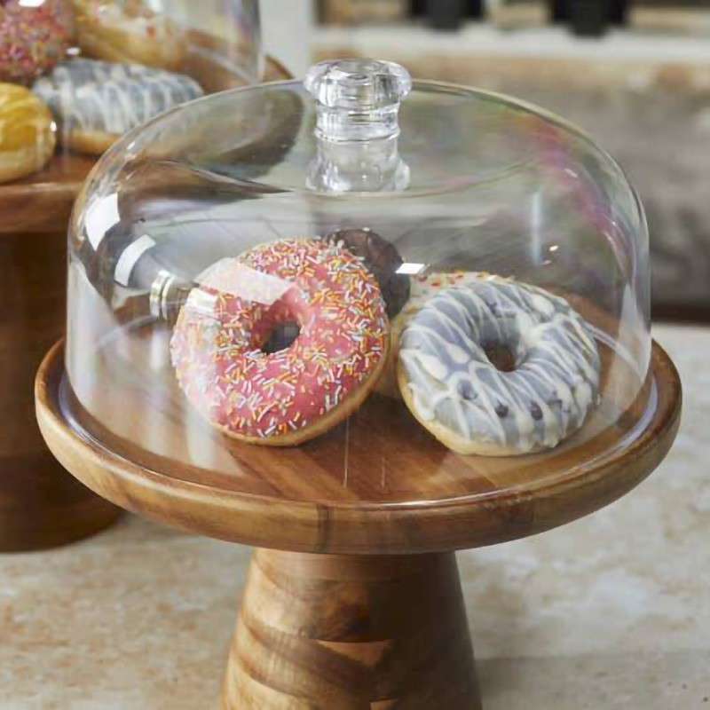 Campana per alzata torta in acacia   in Coperchi per vassoi