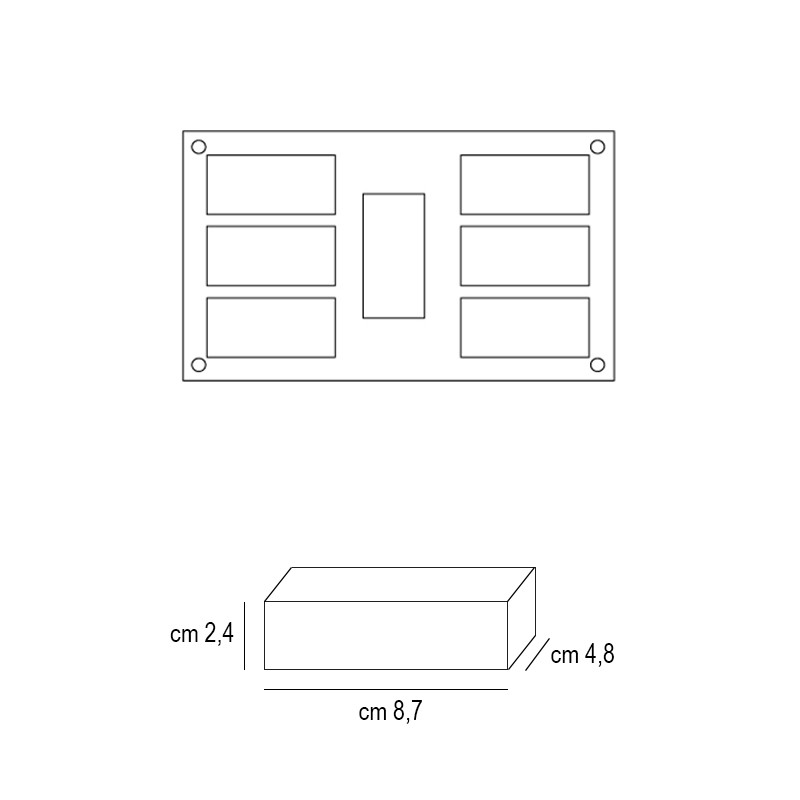 Forma silicone 7 rettangoli Silikomart  in Stampi in silicone per dolci