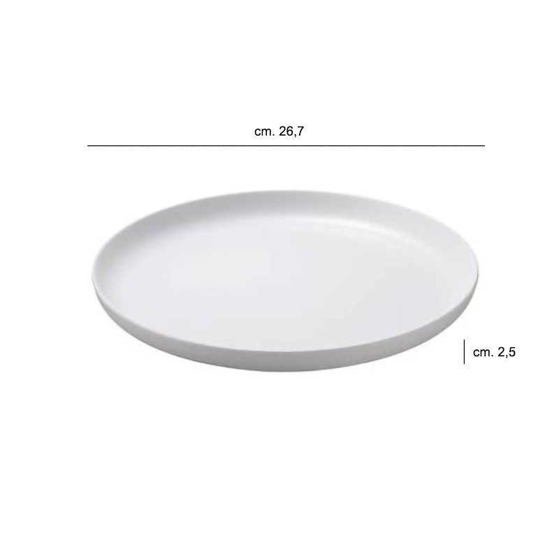 Piatto piano in melamina bianco impilabile   in Piatti plastica rigida riutilizzabili