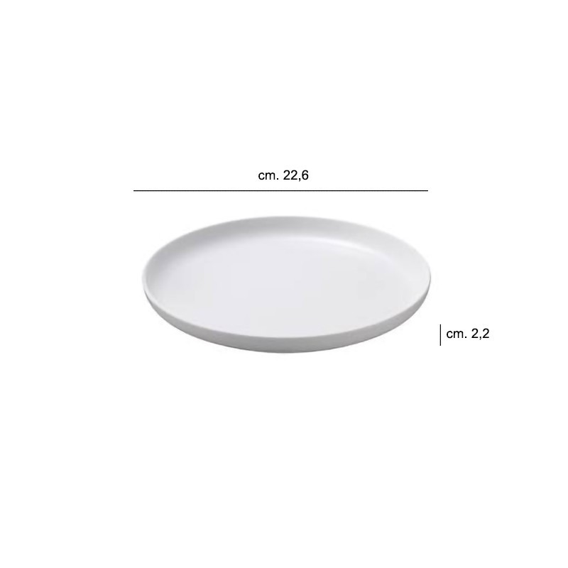 Piatto dessert in melamina bianco impilabile   in Piatti plastica rigida riutilizzabili