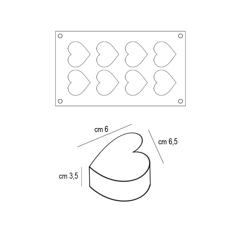 Forma silicone 8 cuori Silikomart  in Stampi in silicone per dolci