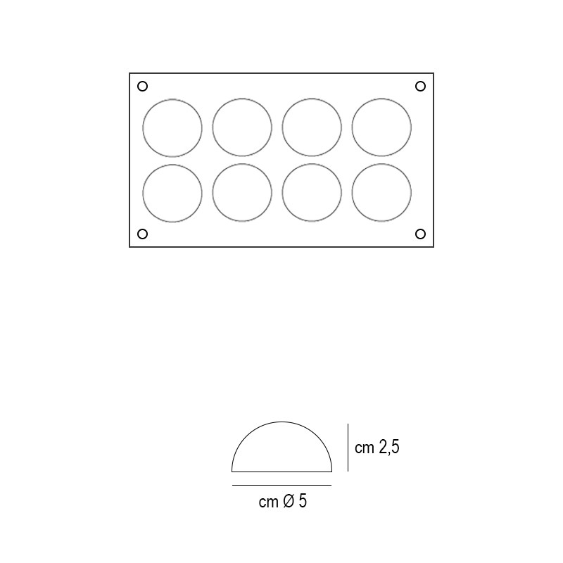 Forma silicone 8 semisfere Silikomart  in Stampi in silicone per dolci